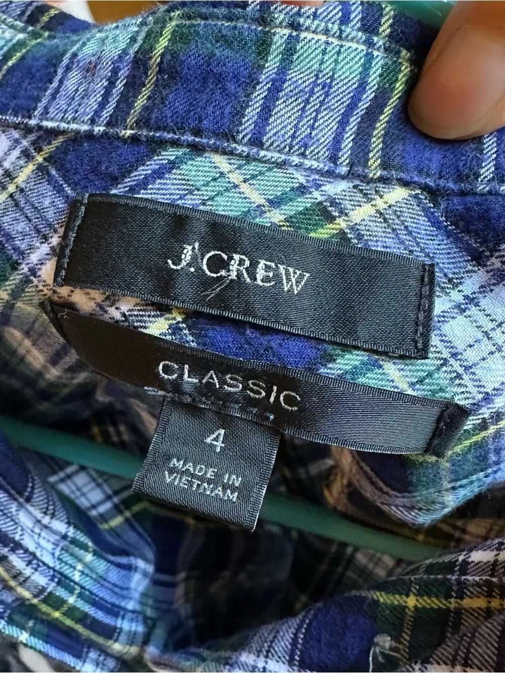 J. Crew Women Navy and White Plaid Flannel Shirt